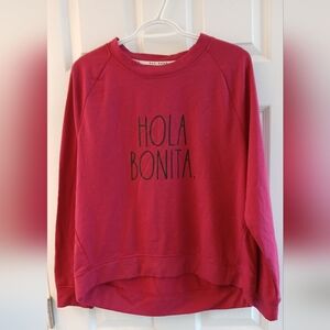 Rae Dunn “Hola Bonita” Lightweight Sweatshirt – Cranberry – Size L